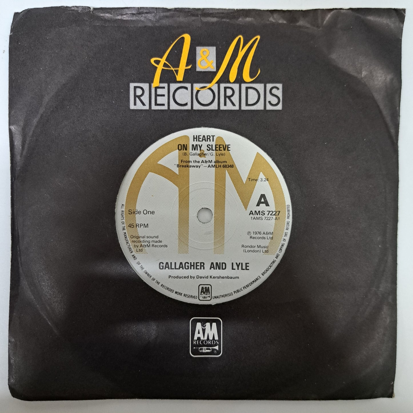 Gallagher and Lyle - Heart on my Sleeve (Vinyl 7" Single) EX