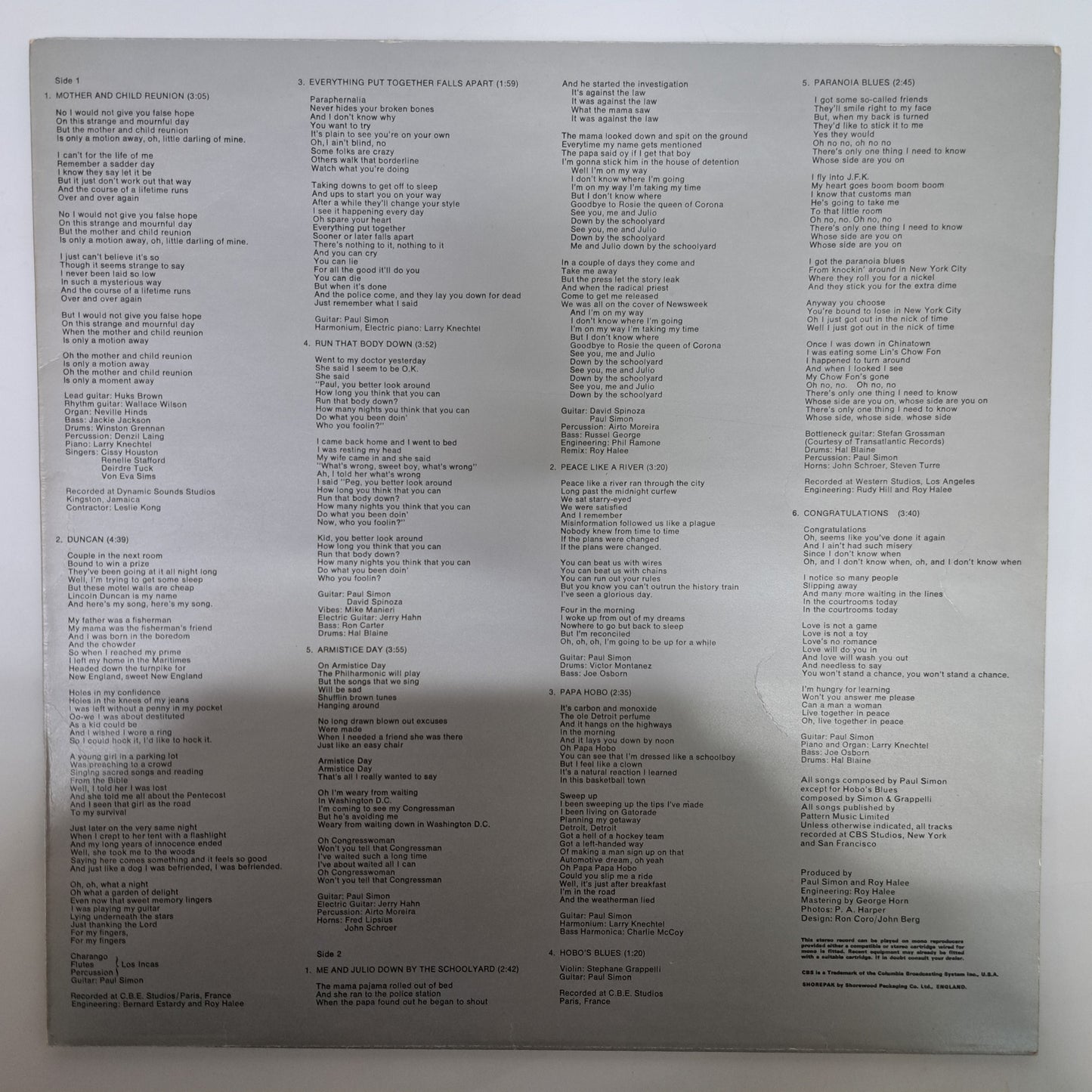 Paul Simon - Self Titled (Vinyl LP UK 1st 1972) NM/NM