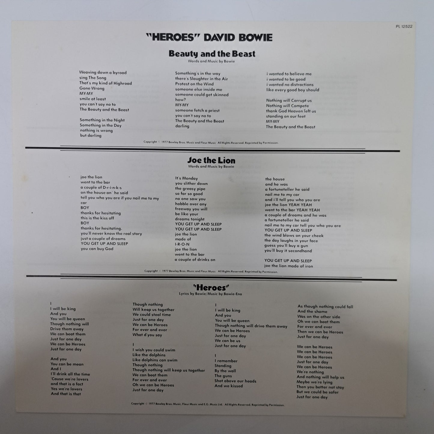 David Bowie - Heroes (Vinyl LP 1980 UK Black Label) EX/NM