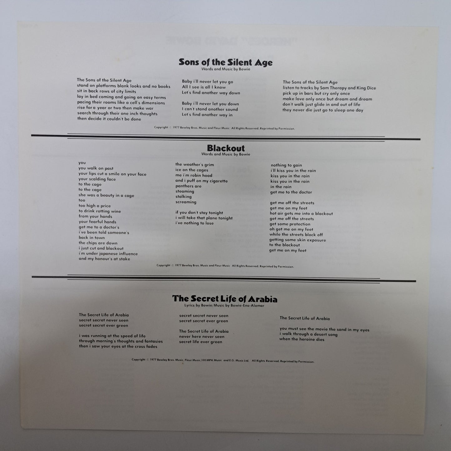 David Bowie - Heroes (Vinyl LP 1980 UK Black Label) EX/NM