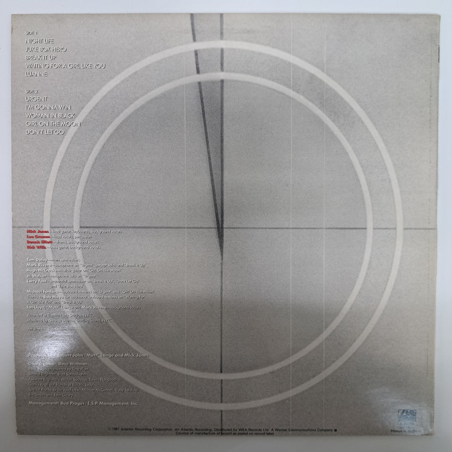 Foreigner - 4 (Vinyl LP UK 1981) NM/NM