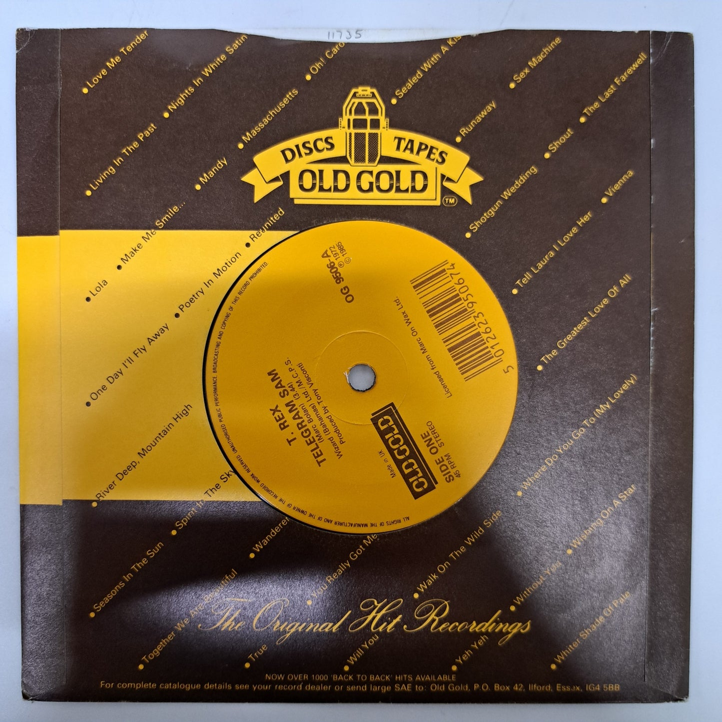 T.Rex - I Love To Boogie / Telegram Sam (Vinyl 7" Single) NM