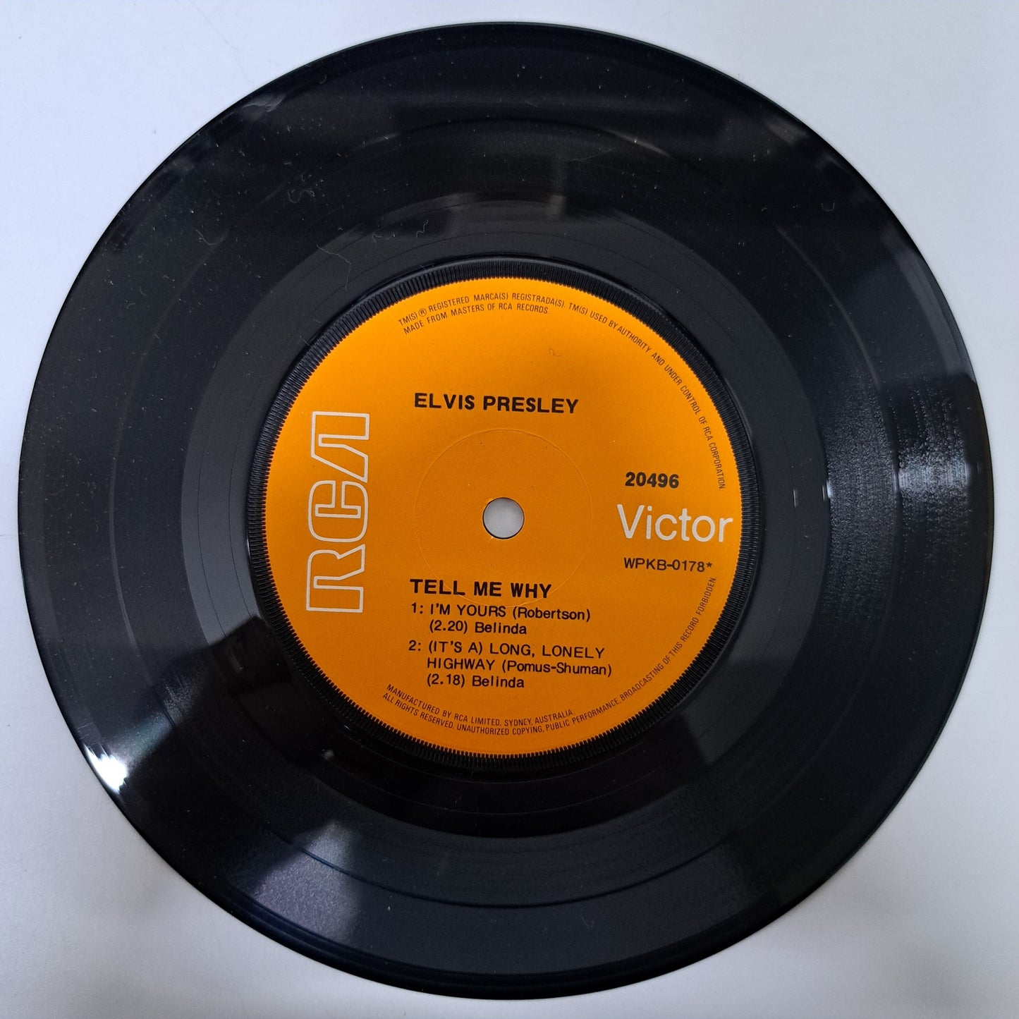 Elvis Presley - Tell Me Why (Vinyl 7" EP Australia 1969) EX/M