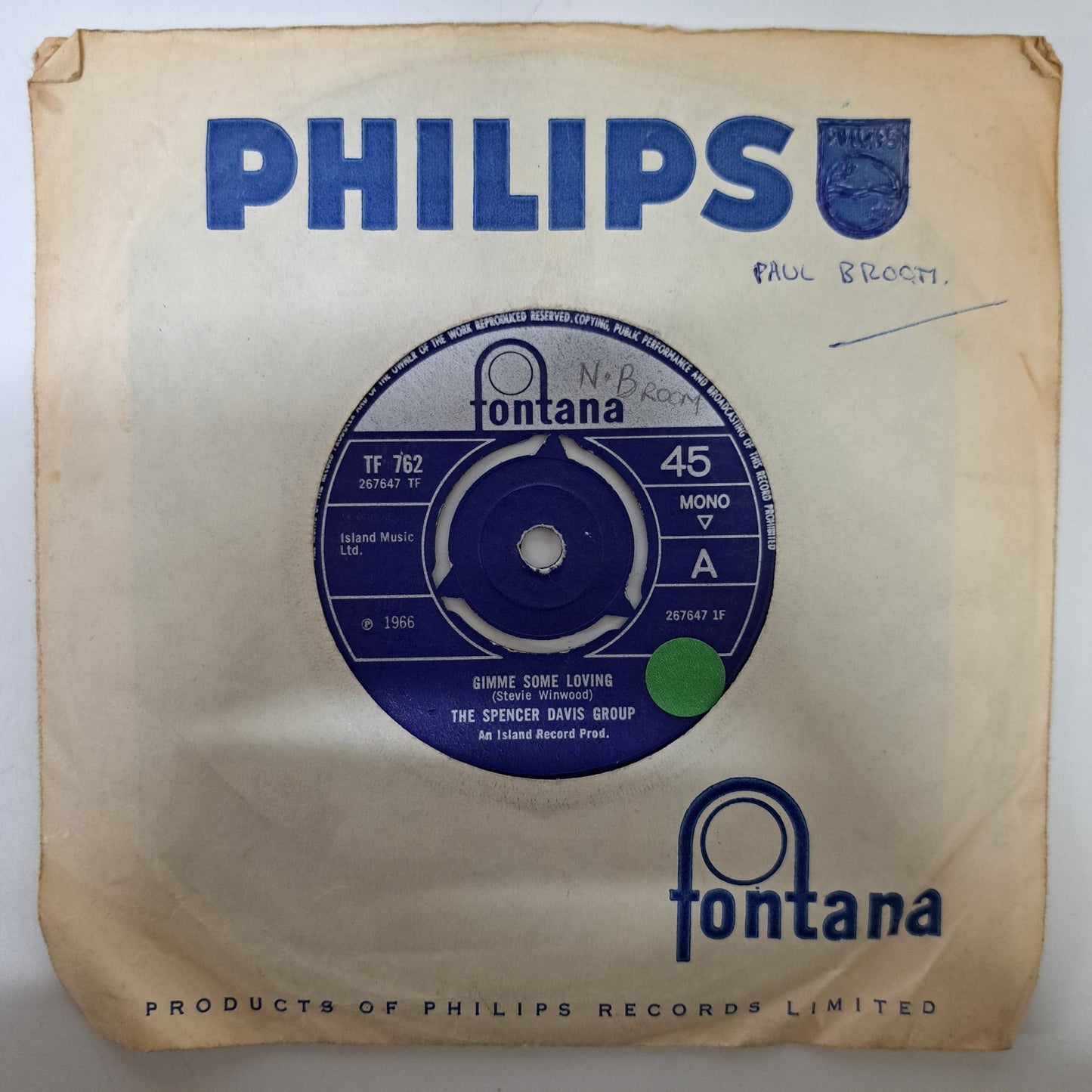 Spencer Davis Group - Gimme Some Loving (Vinyl 7" Single) VG+