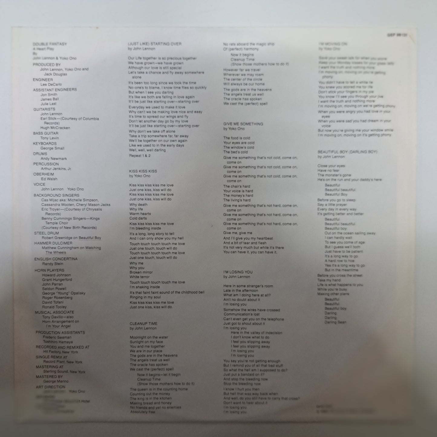 John Lennon / Yoko Ono - Double Fantasy (Vinyl LP 1980) VG+/EX