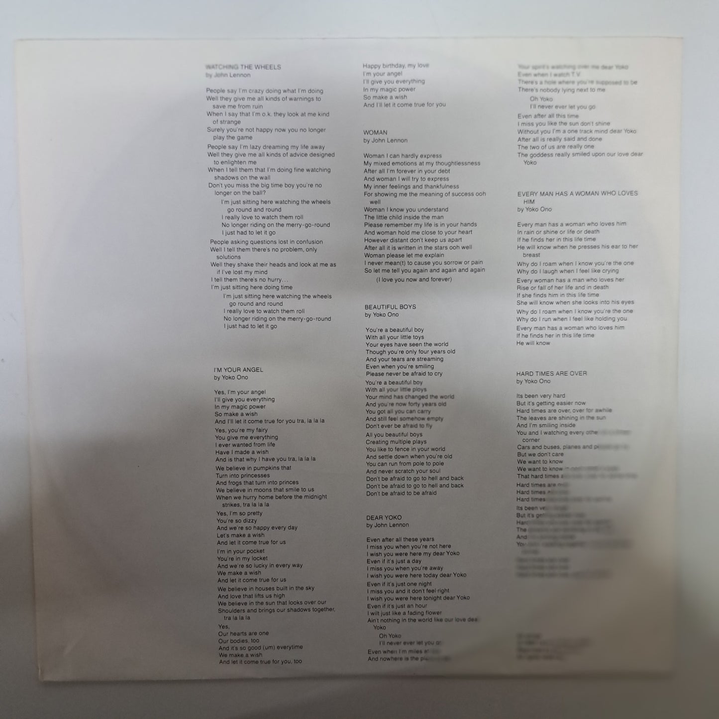 John Lennon / Yoko Ono - Double Fantasy (Vinyl LP 1980) VG+/EX