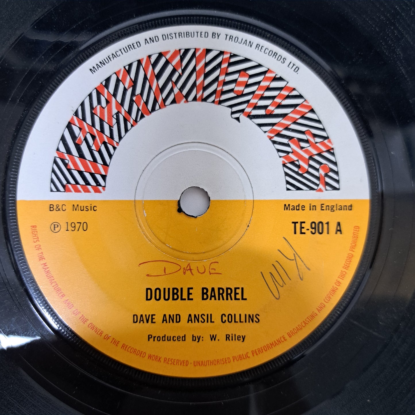 Dave and Ansil Collins - Double Barrel (Vinyl 7" Single 1970) VG+