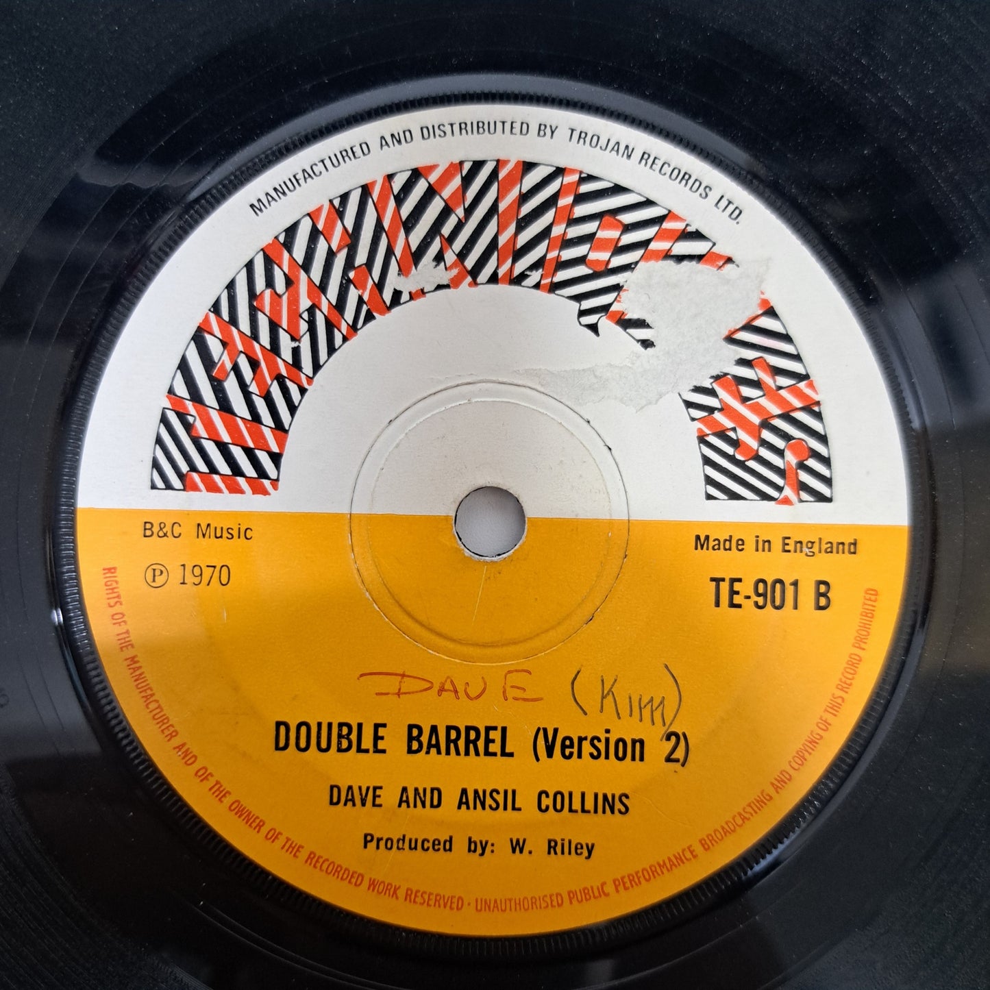 Dave and Ansil Collins - Double Barrel (Vinyl 7" Single 1970) VG+