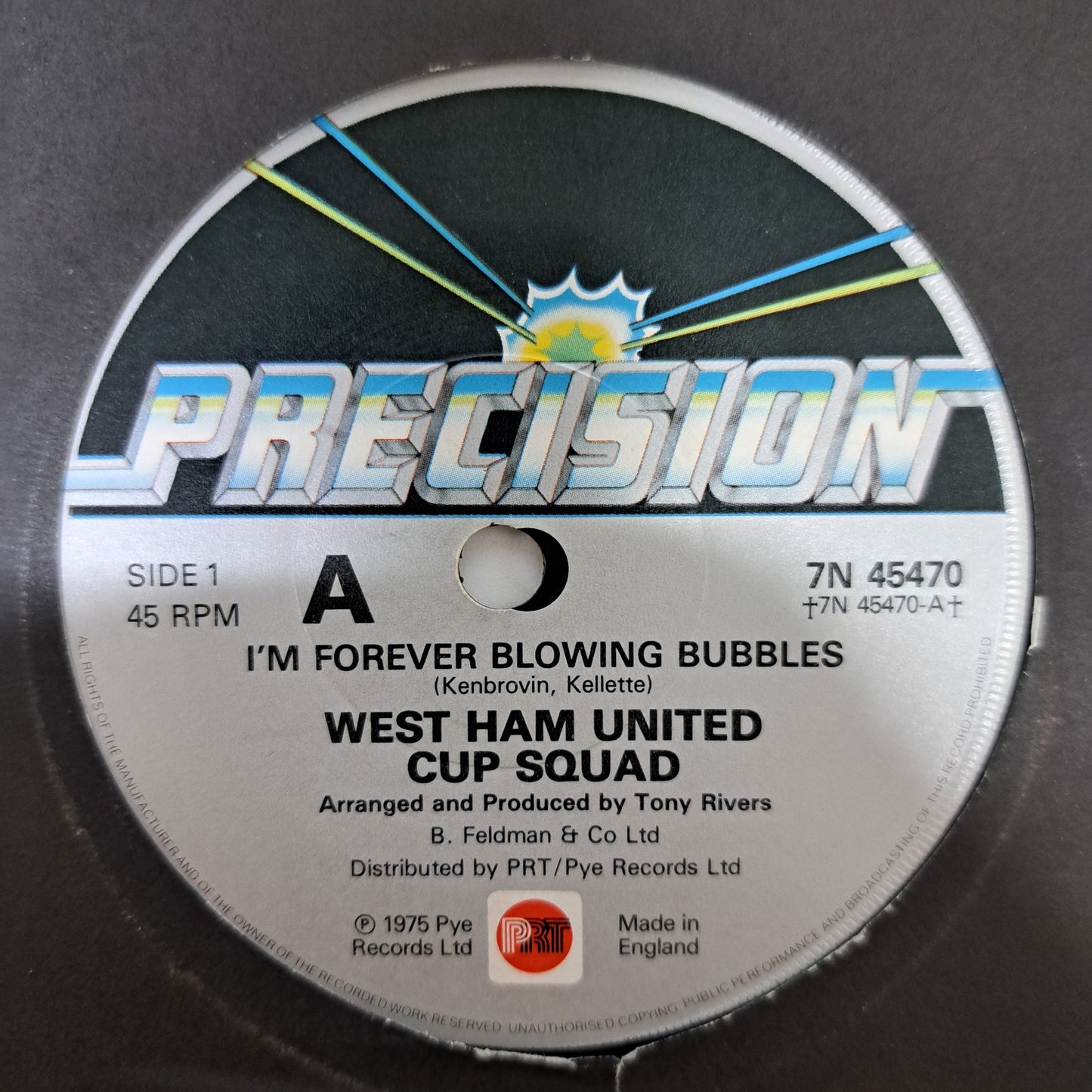 West Ham United Cup Squad - I'm Forever Blowing Bubbles (Vinyl 7" Single) VG+