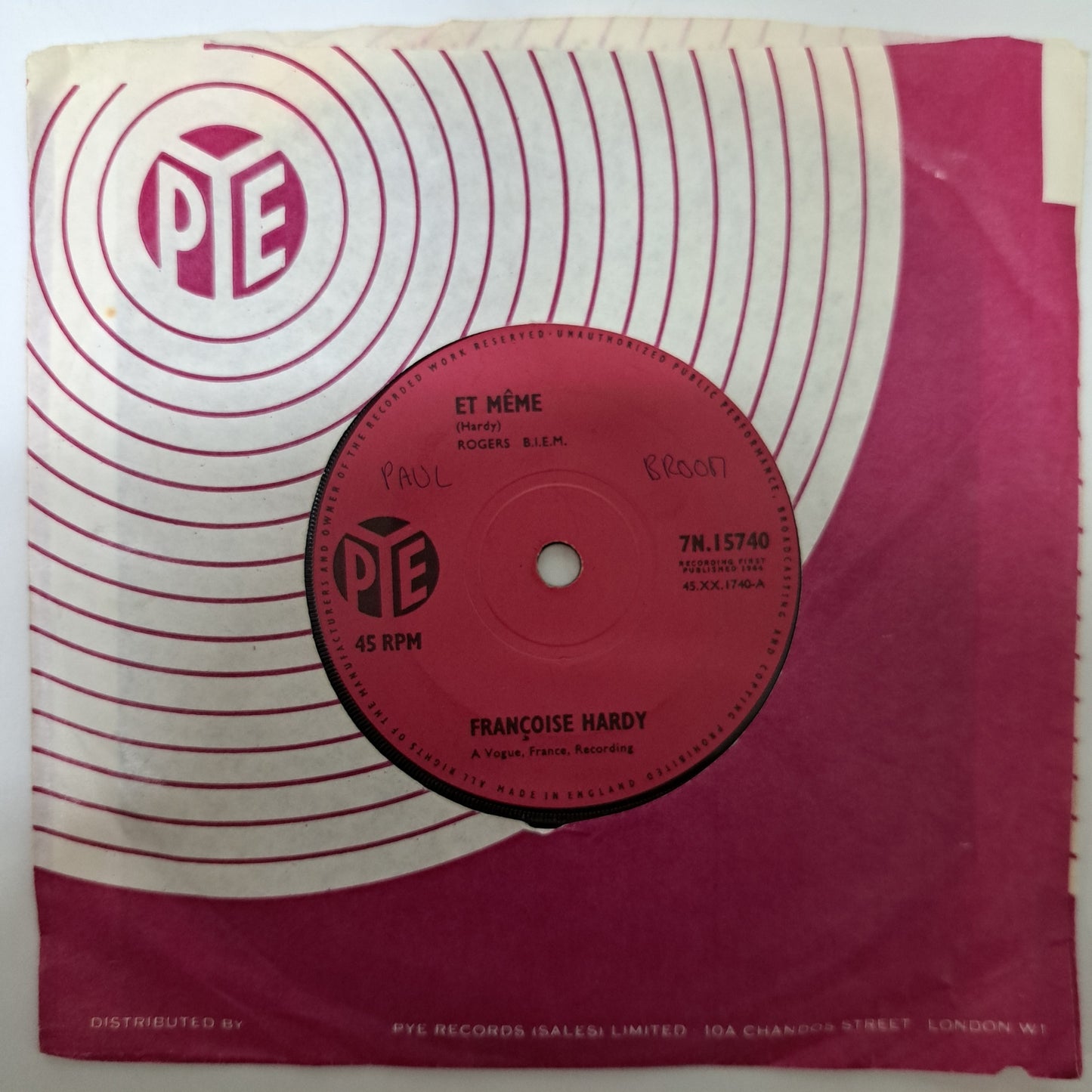 Francoise Hardy - Et Meme (Vinyl 7" Single UK 1964) EX