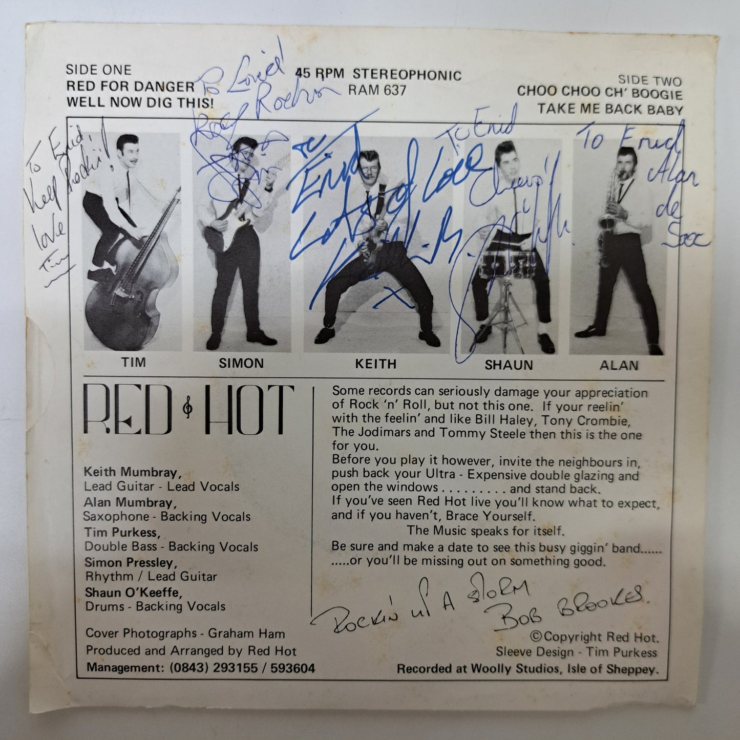 Red Hot - Red for Danger (Vinyl 7" EP Signed) VG/M