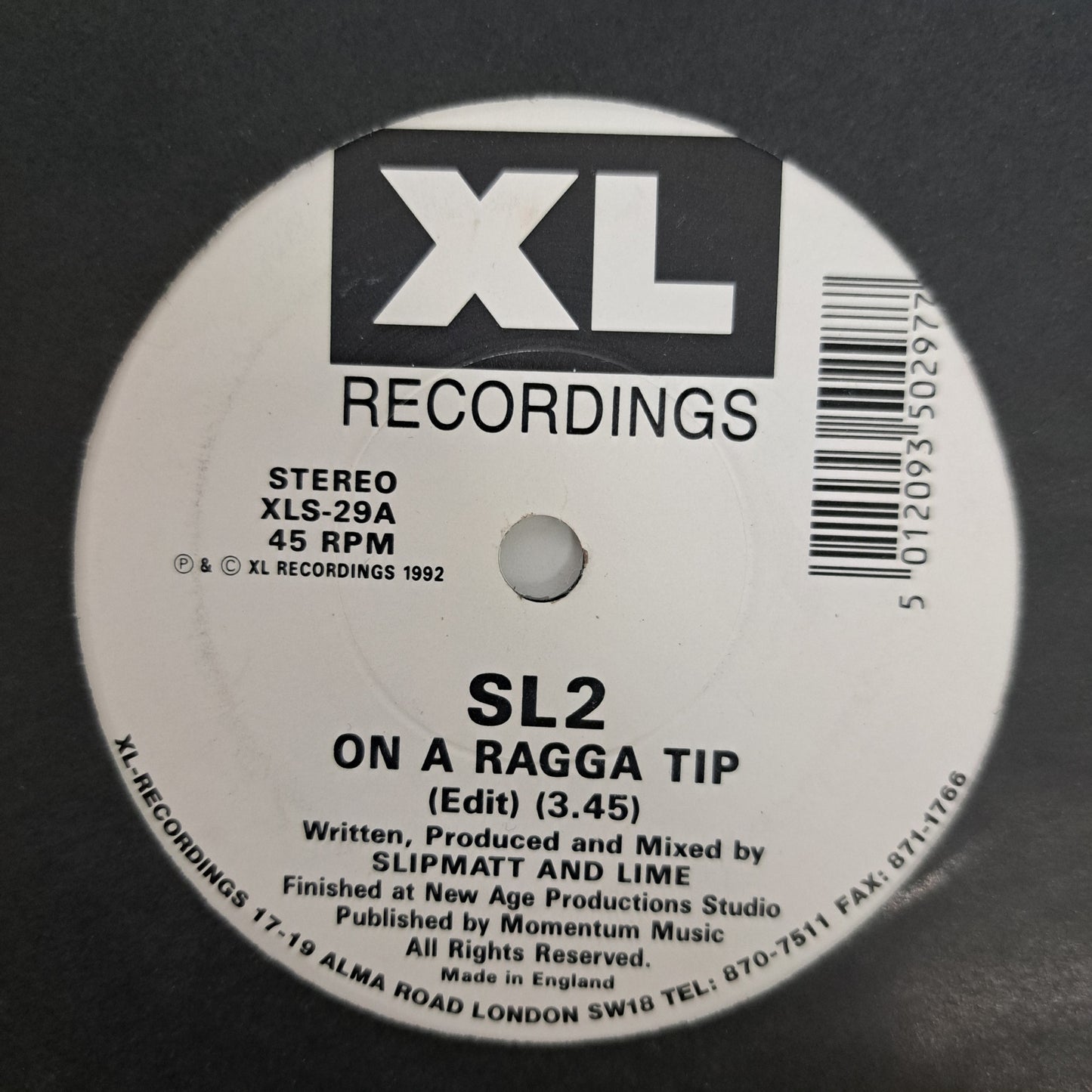 SL2 - On a Ragga Tip (Vinyl 7" Single) VG+