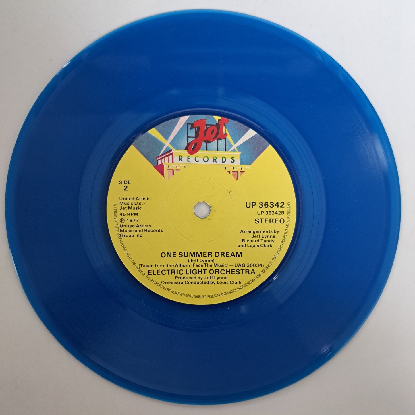 E.L.O - Mr. Blue Sky (Translucent Blue Vinyl Single P/S) VG+/EX