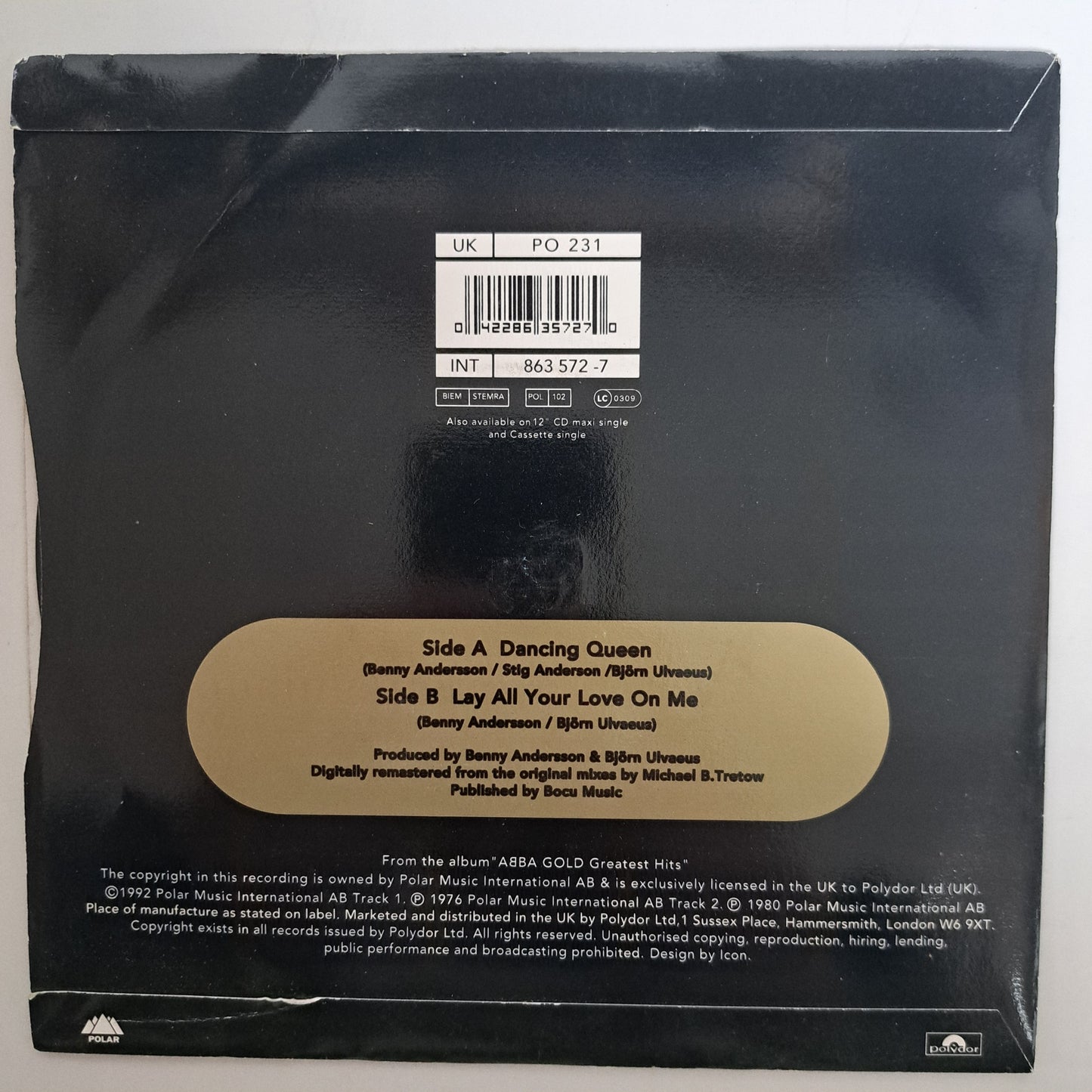 Abba - Dancing Queen (Vinyl 7" Single 1992 Reissue) VG+/NM