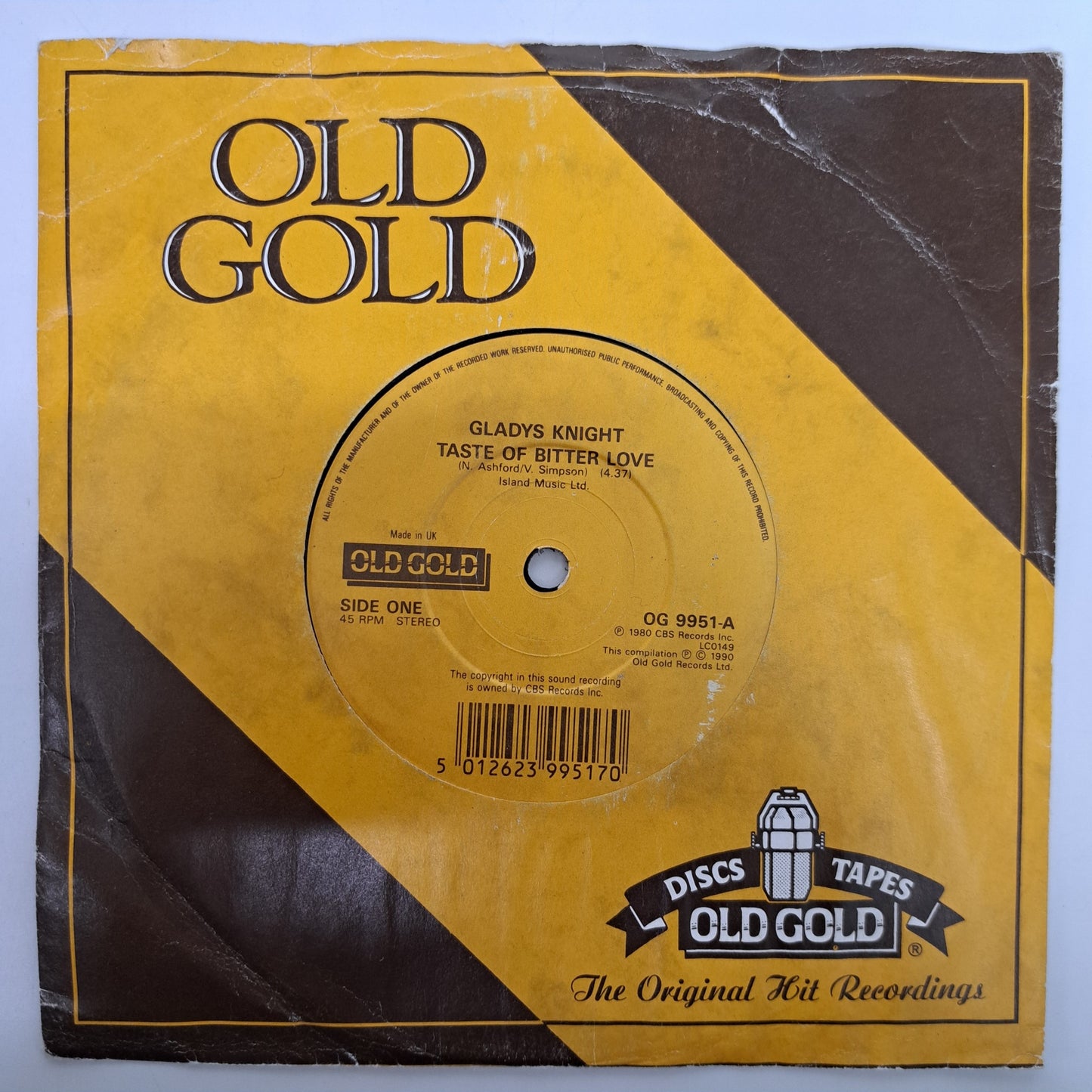 Gladys Knight - taste of bitter Love (Vinyl 7" Old Gold Single) VG+