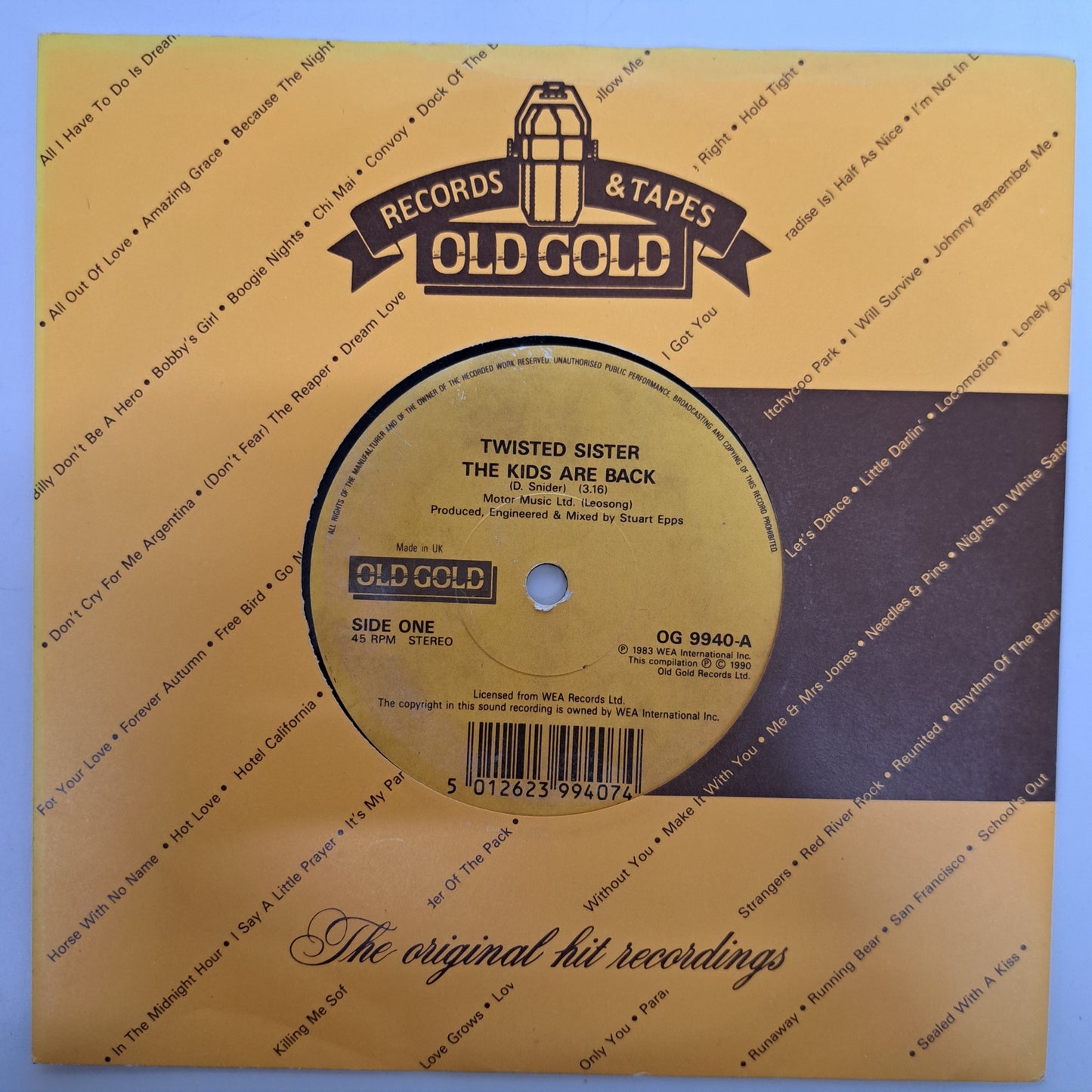 Twisted Sister - The Kids are back (Vinyl 7" Old Gold Single) VG+