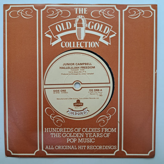 Junior Campbell - Hallelujah Freedom (Vinyl 7" Old Gold Single) EX