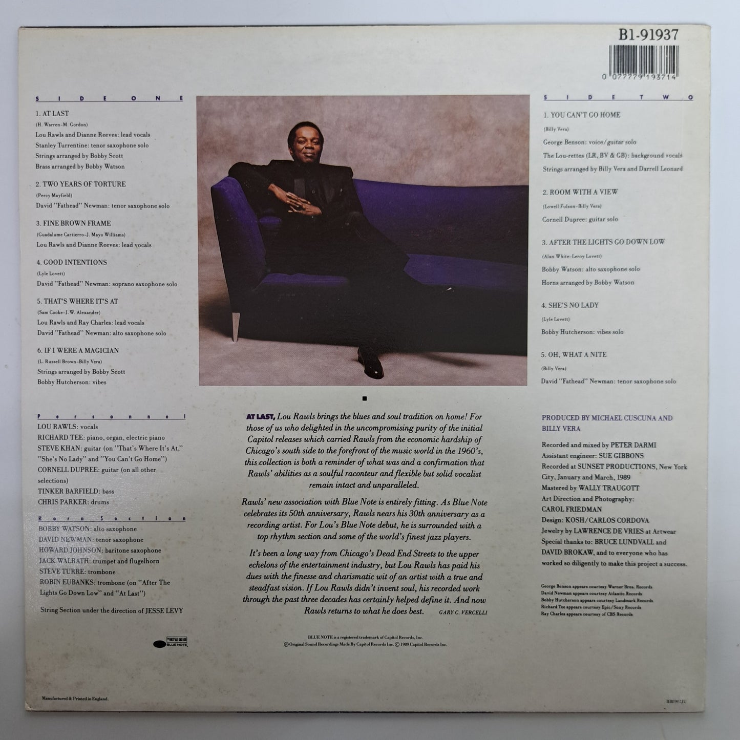Lou Rawls - At last (Vinyl LP 1989 Blue Note) VG/NM