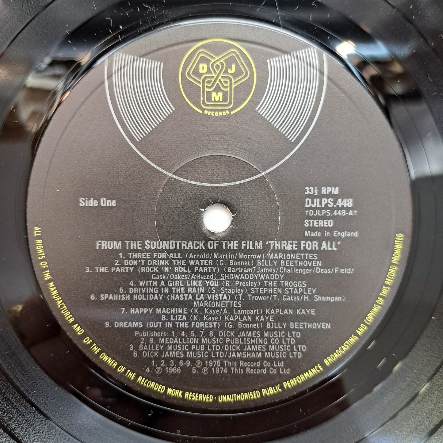 Various - Three for All (O.S.T Vinyl LP 1975) VG/NM
