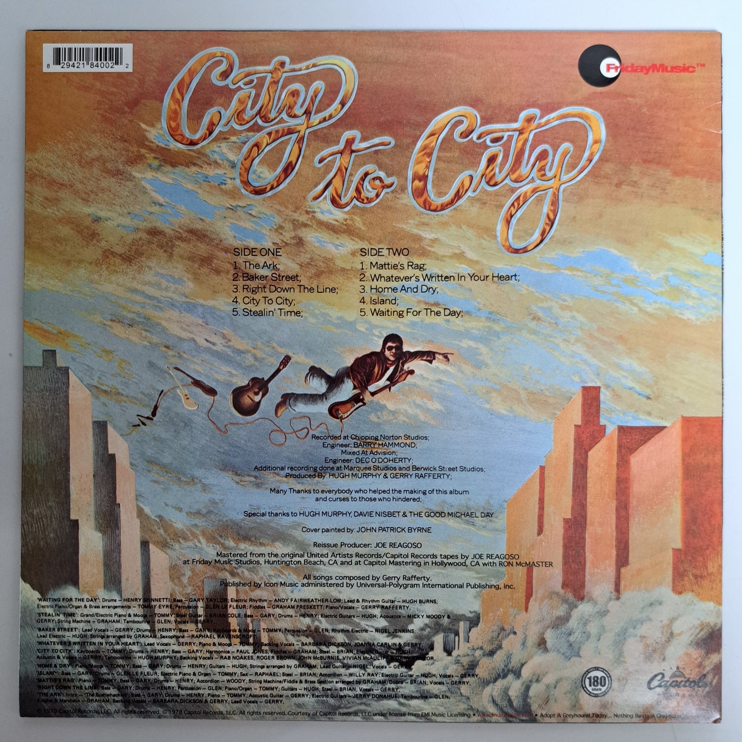 Gerry Rafferty - City to City (2010 US 180g Friday Music Vinyl LP) EX/EX