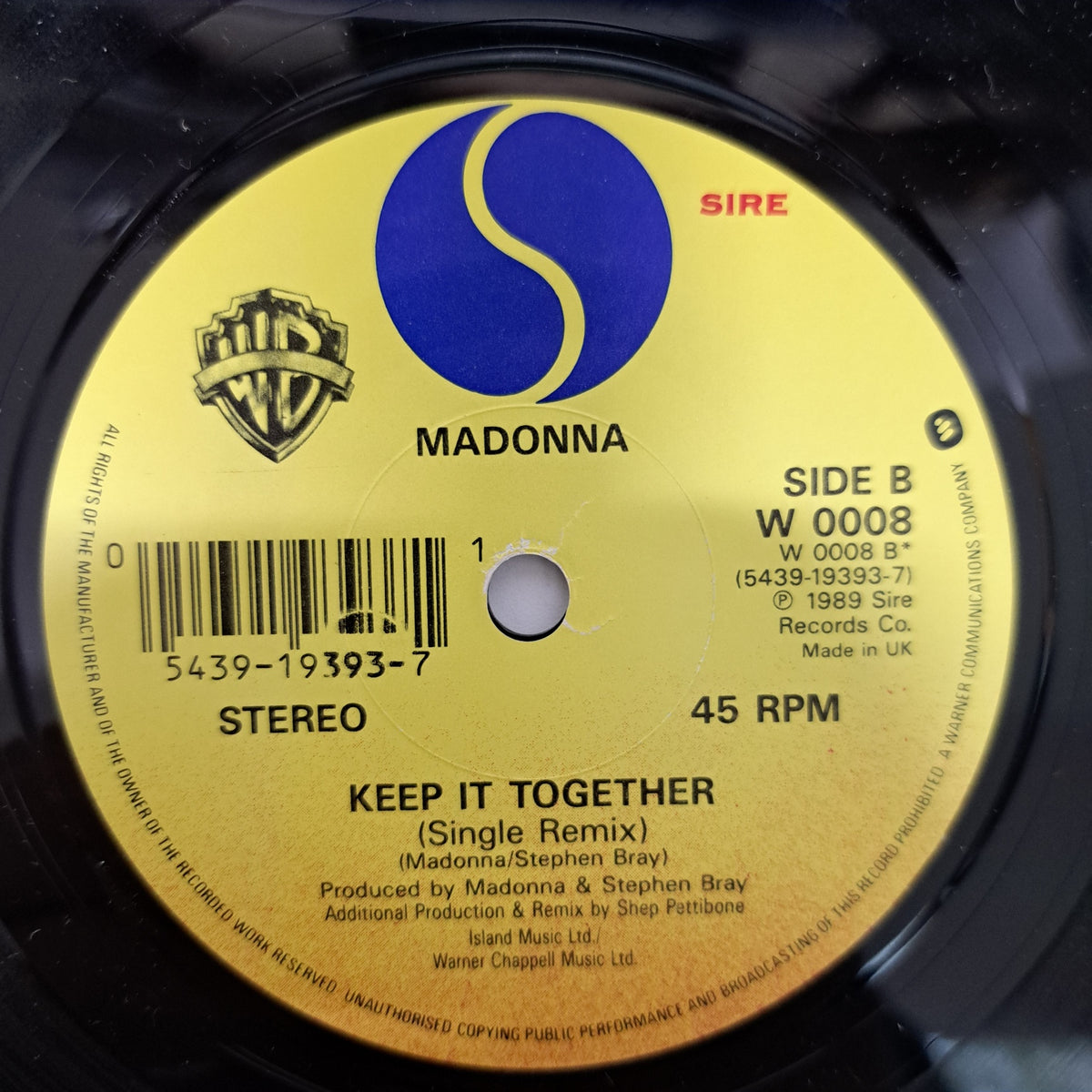 Madonna - Crazy For You (UK 1991 Vinyl 7" Single) NM/NM