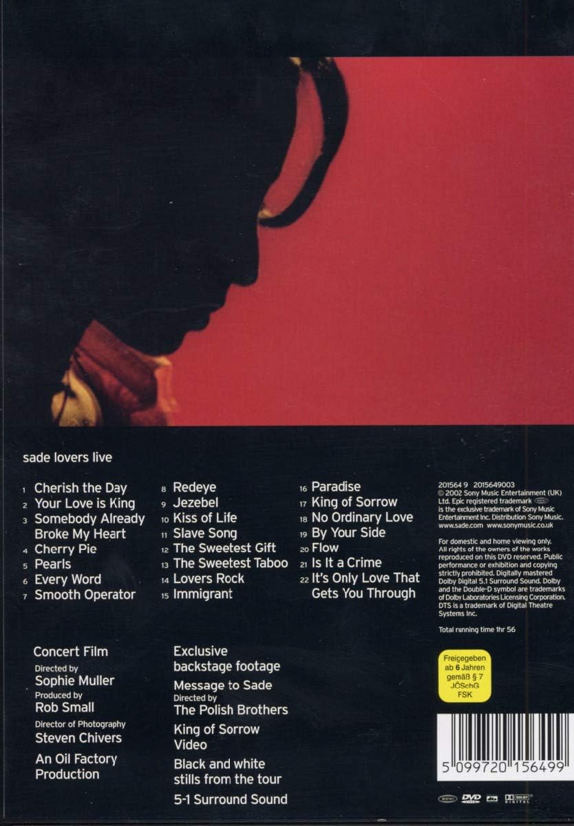 Sade - Lovers Live (Multi-Channel 5.1 Audio DVD) Sealed