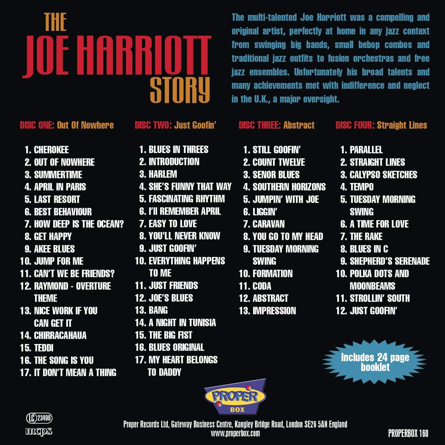 Joe Harriott - The Joe Harriott Story (2011 4 x CD Box Set) NM