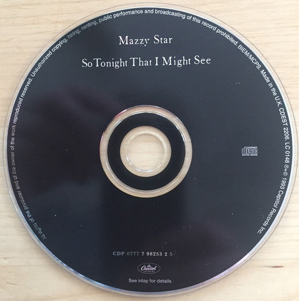 Mazzy Star - So Tonight That i Might see (1993 UK Swindon CD) VG+