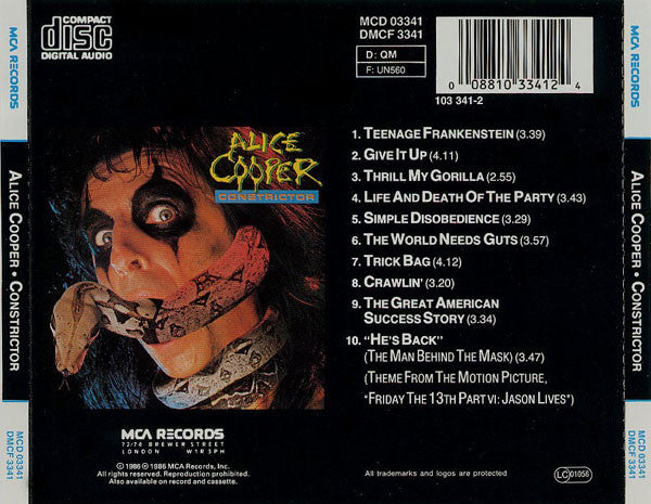 Alice Cooper - Constrictor (1986 CD) Sealed