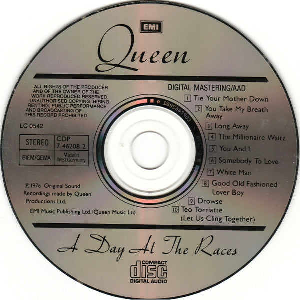 Queen - A Day At The Races (Original 1986 German CD) Mint