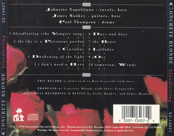 Concrete Blonde - Bloodletting (1990 US CD) NM