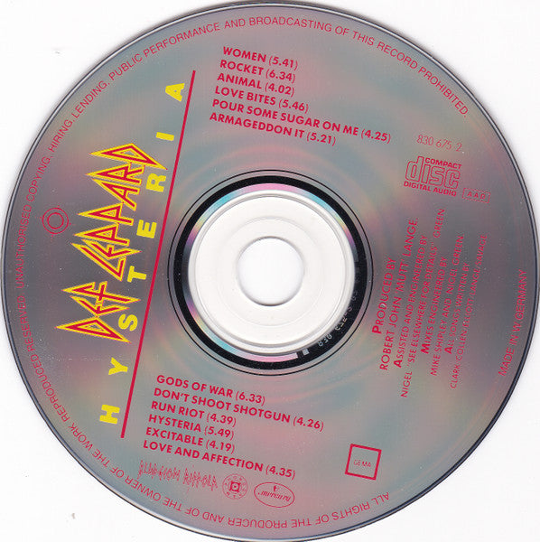 Def Leppard - Hysteria (1987 CD) Mint