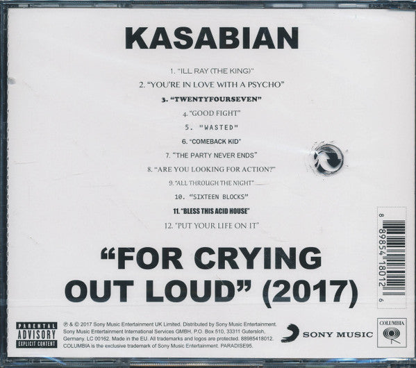 Kasabian - "For Crying Out Loud" (2017 CD) New & Sealed