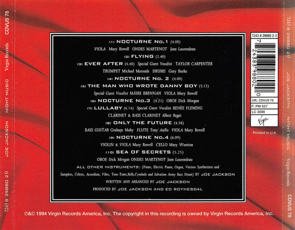 Joe Jackson - Night Music (1994 CD) VG+