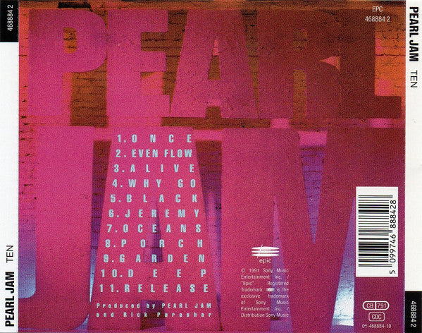 Pearl Jam - Ten (1991 CD) NM