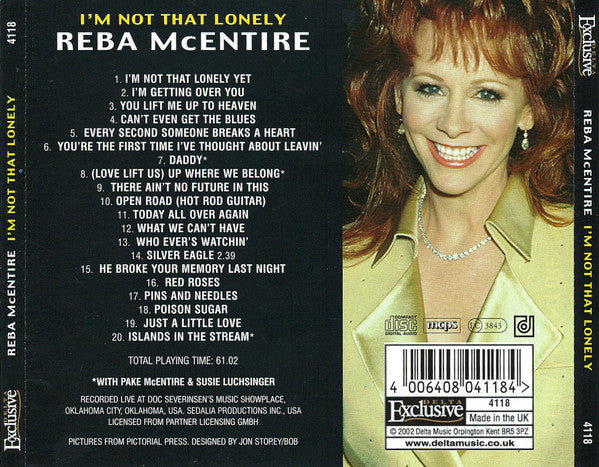 Reba McEntire - I'm Not That lonely (2002 CD) NM