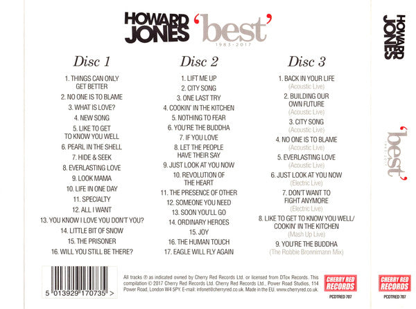 Howard Jones - 'Best' 1983-2017 (2017 Cherry Red Triple CD Set) VG+