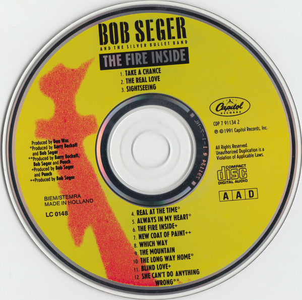 Bob Seger & the Silver Bullet Band - The Fire Inside (1991 CD) Mint