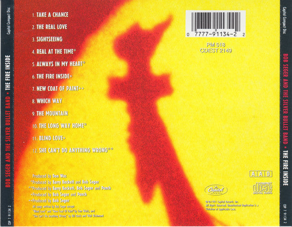 Bob Seger & the Silver Bullet Band - The Fire Inside (1991 CD) Mint