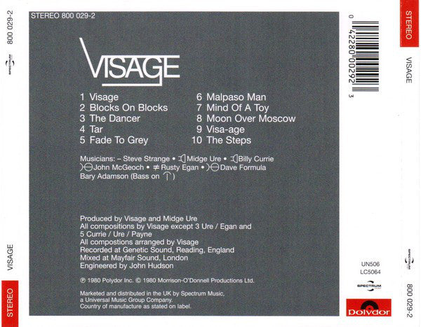 Visage - Visage (1988 CD) VG+