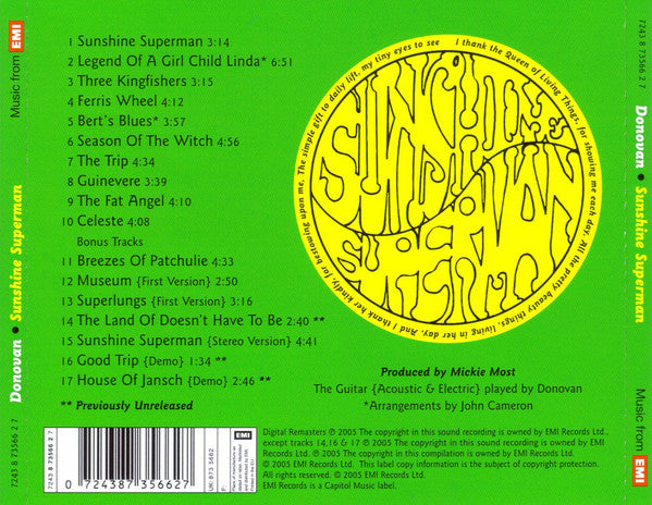 Donovan - Sunshine Superman (2005 Anniversary CD + Bonus) NM