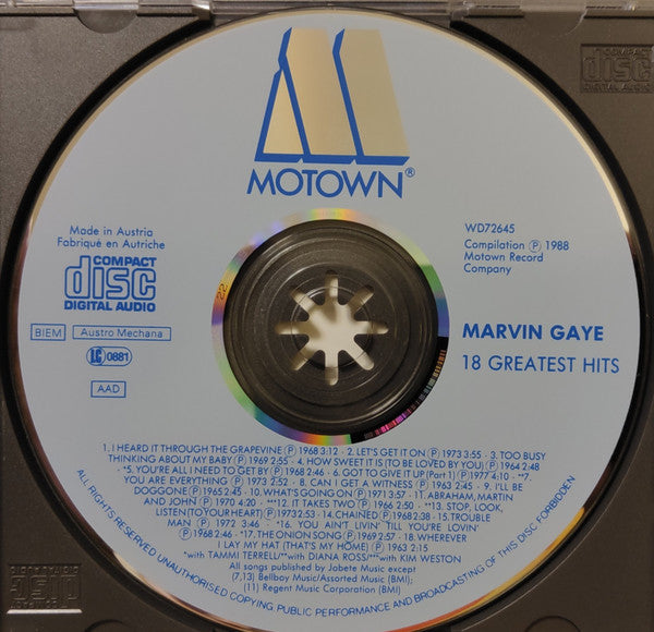 Marvin Gaye - 18 Greatest Hits (1988 CD) VG+