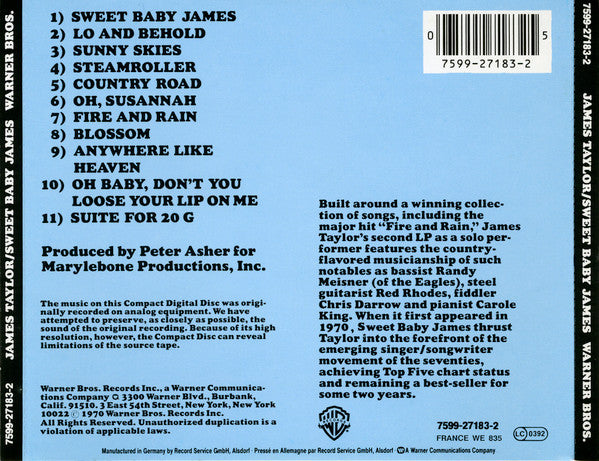 James Taylor - Sweet Baby James (1998 CD) Mint