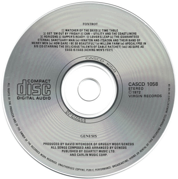 Genesis - Foxtrot (1985 UK CD) VG+
