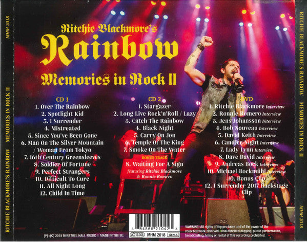 Rainbow [Ritchie Blackmore's] - Memories in Rock II (2018 DCD + DVD) VG+