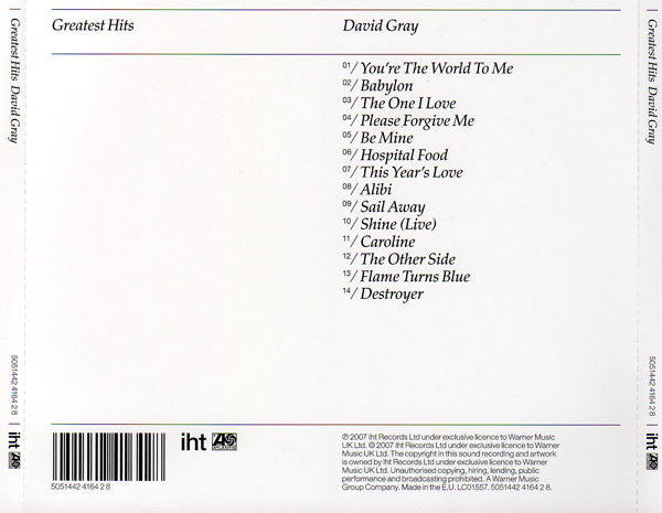 David Gray - Greatest Hits (2007 CD) NM