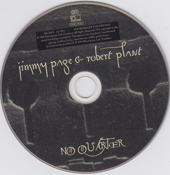 Jimmy Page & Robert Plant - No Quarter [Unledded] (1994 CD) Mint