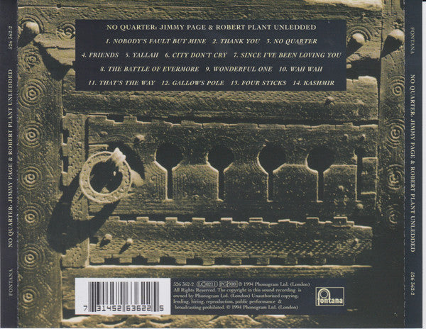 Jimmy Page & Robert Plant - No Quarter [Unledded] (1994 CD) Mint