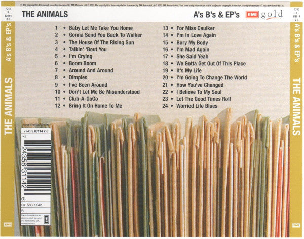 Animals - A's B's & EP's (2003 CD) Sealed