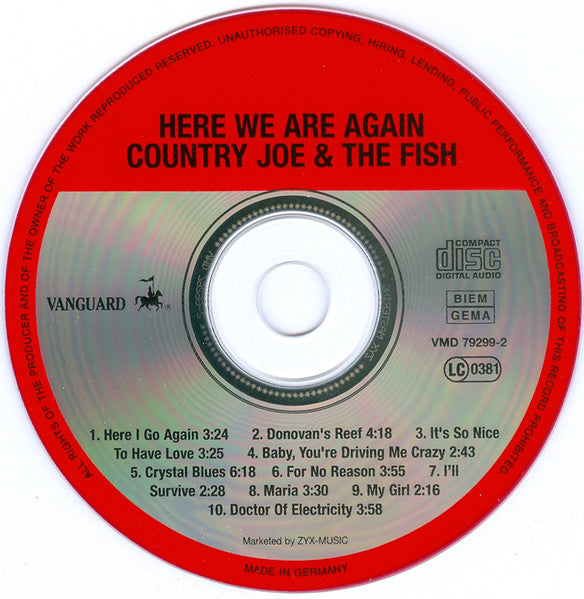 Country Joe and the Fish - Here We Are Again (1994 CD) Mint